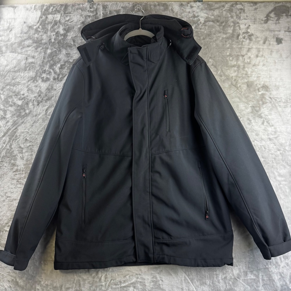 Hawke & Co Sport Jacket Mens Medium Black Hooded Insulated HDS2130 (J)